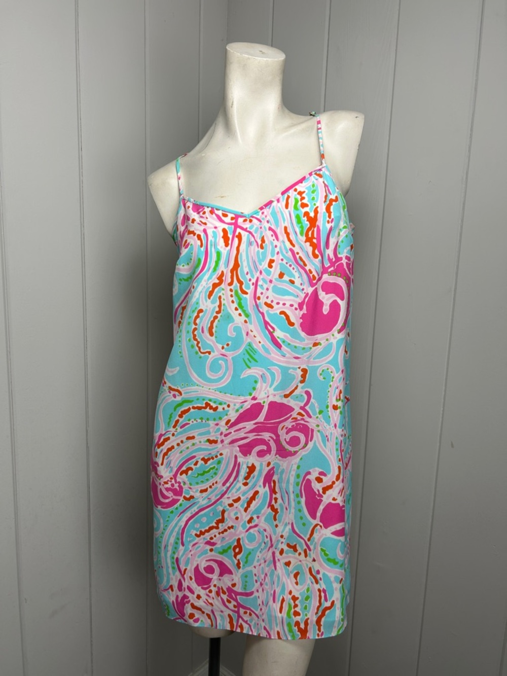 Lilly Pulitzer Dusk Jellies Be Jammin Silk Mini Dress Small Pink Blue Resort